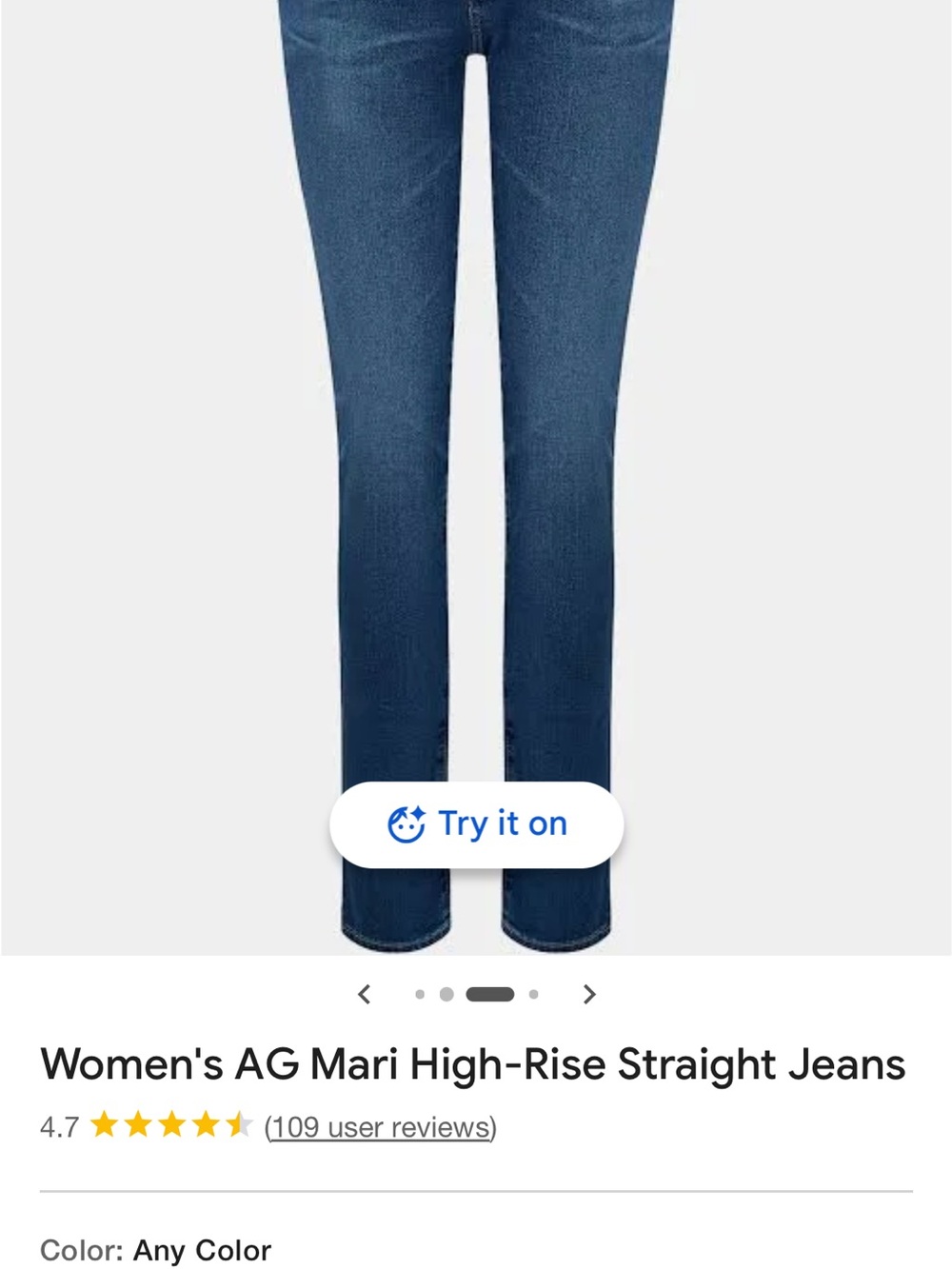 Ag Adriano Goldschmied High-Rise Straight Jeans in Medium Blue - Picture 1 of 3